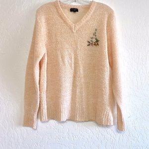 Bundle 3 for 50% off Vintage Late 70s - Early 80s Bouclé Sweater with Embroidery